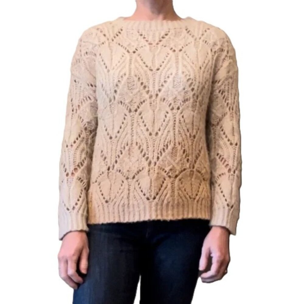 Heartloom Womens Ombre Chunky Open Knit Sweater‎ Lightweight Cream Tan Size XS